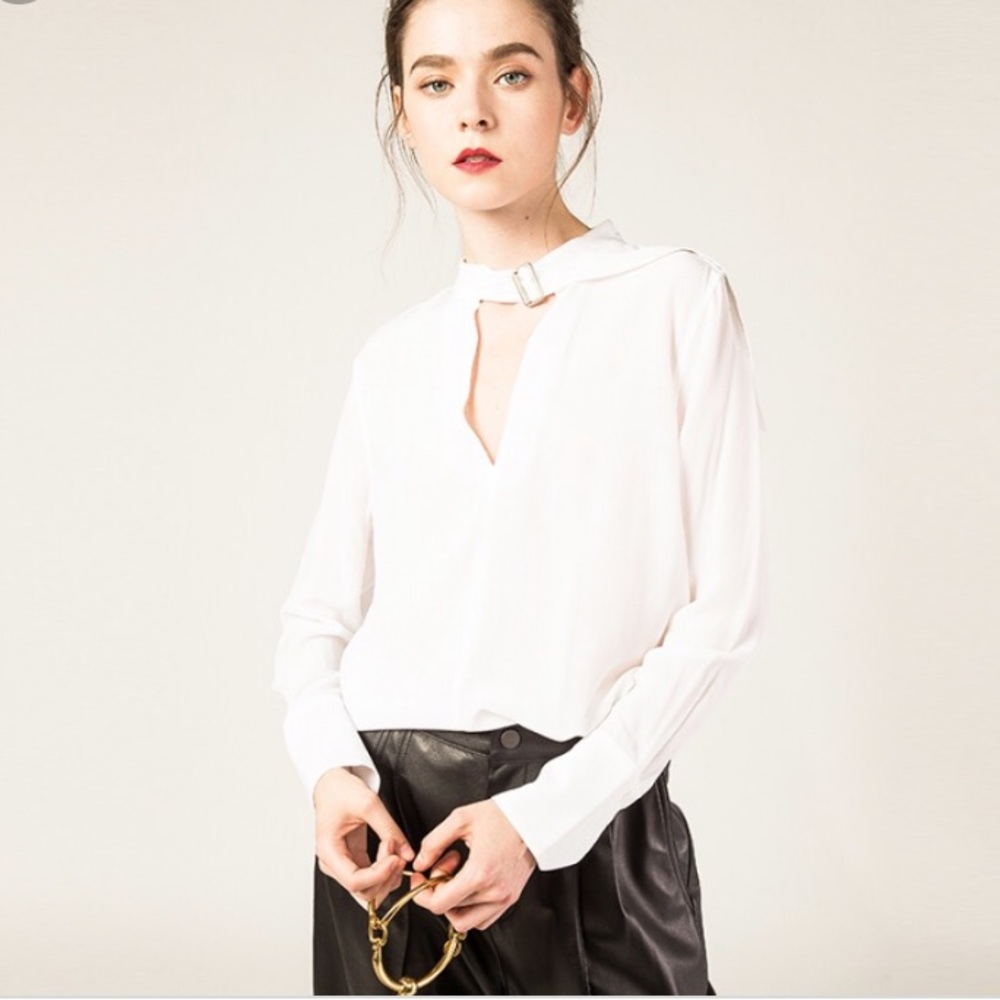 NWOT Equipment Femme Janelle top in bright white